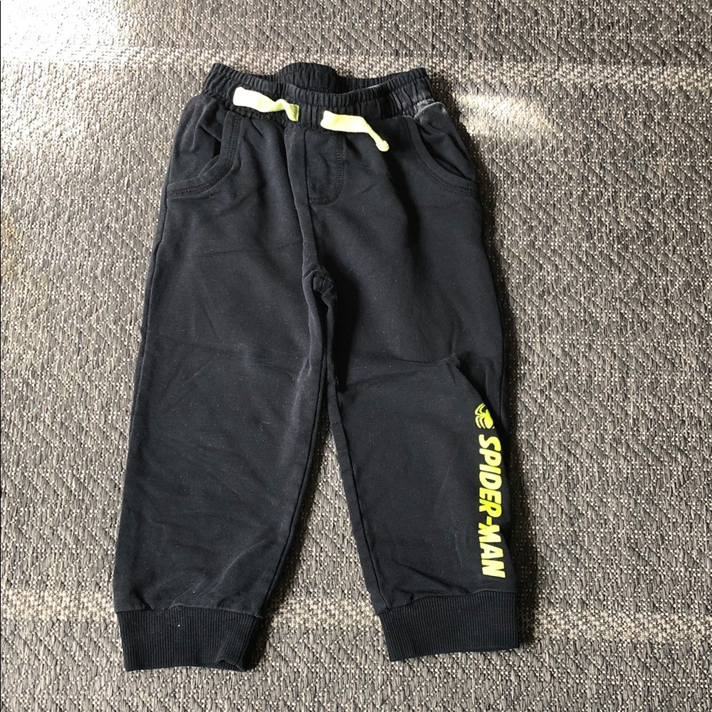 Marvel Black Jogger Pants with Yellow Drawstring & Spider-Man Print